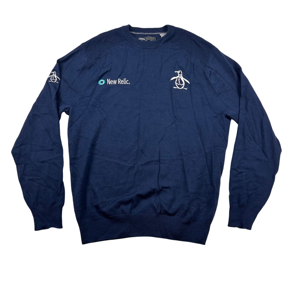 Callaway Sweater Mens S Merino Wool Golf Navy Blue New Relic Penguin Embroidered